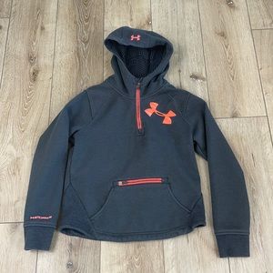 Under Armor Girls Coldgear 1/2 zip jacket hoodie size medium med Gray